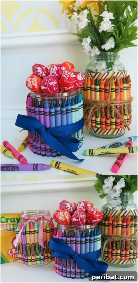 Crayon Covered Gift Jars
