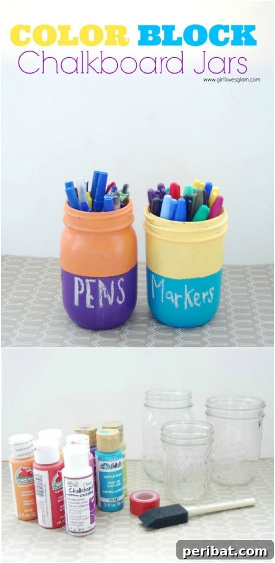 Color Block Chalkboard Jars