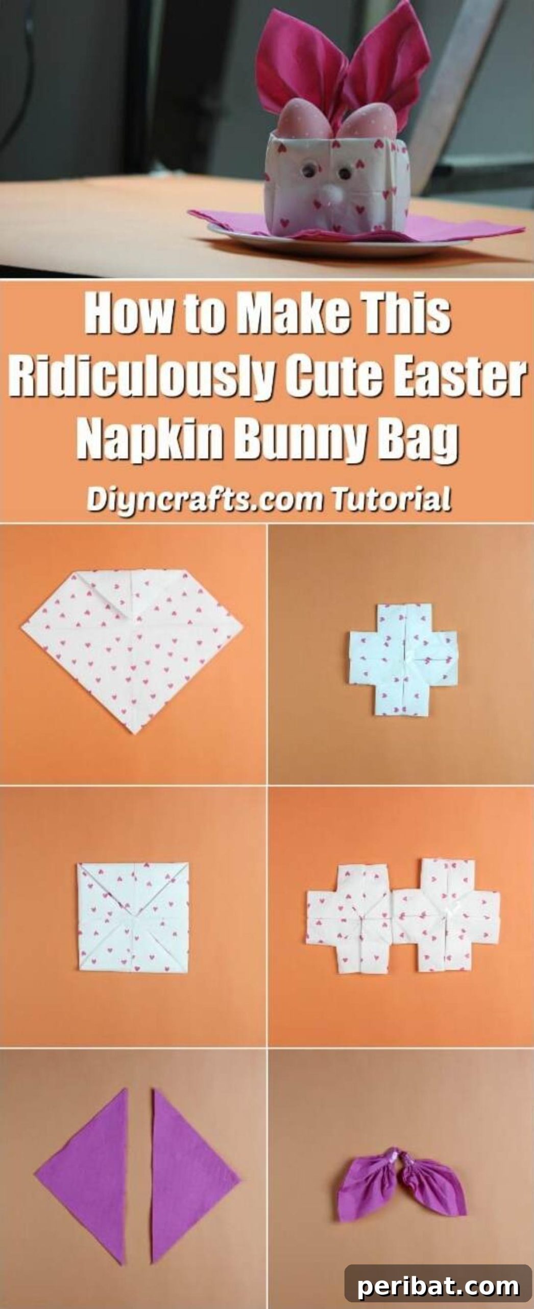 Craft Adorable Easter Napkin Bunny Bags 2 How to Make This Ridiculously Cute Easter Napkin Bunny Bag - Video tutorial by diyncrafts.com team!