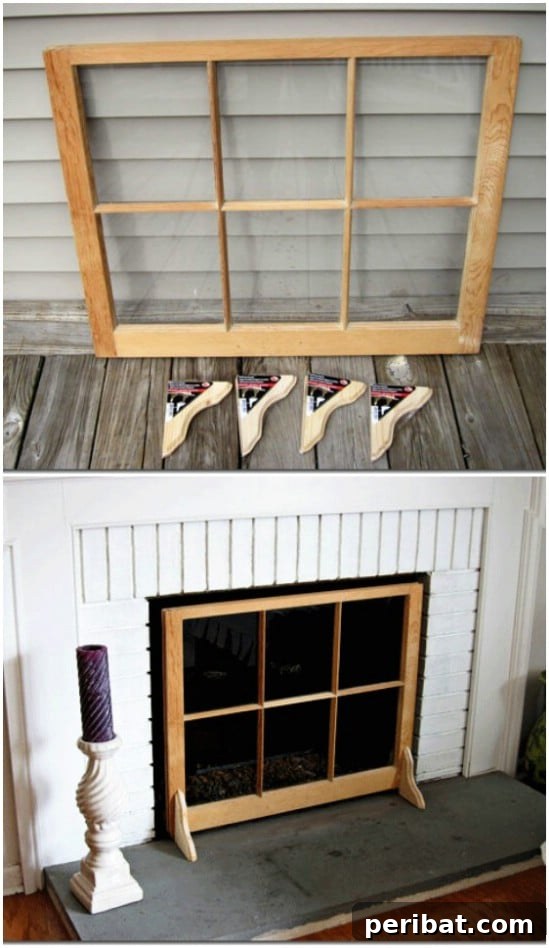 40 Brilliant Ways to Upcycle Old Windows 19 Old Window Fireplace Screen