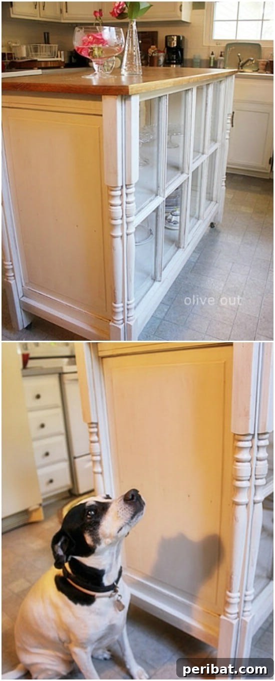 40 Brilliant Ways to Upcycle Old Windows 21 Kitchen Island with Old Windows