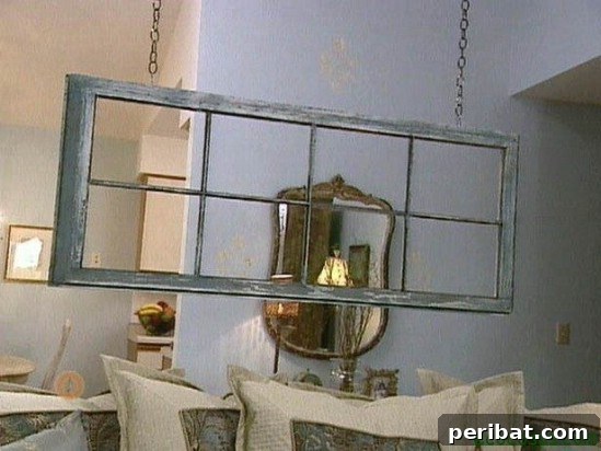 40 Brilliant Ways to Upcycle Old Windows 27 Hanging Room Divider from Old Window