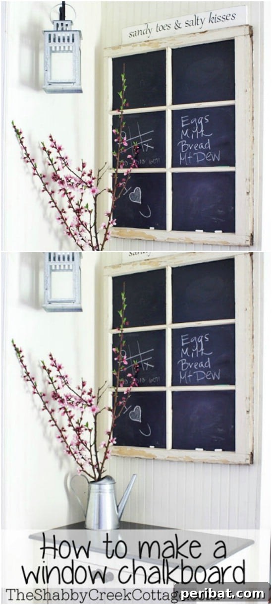 40 Brilliant Ways to Upcycle Old Windows 4 Repurposed Window as Chalkboard