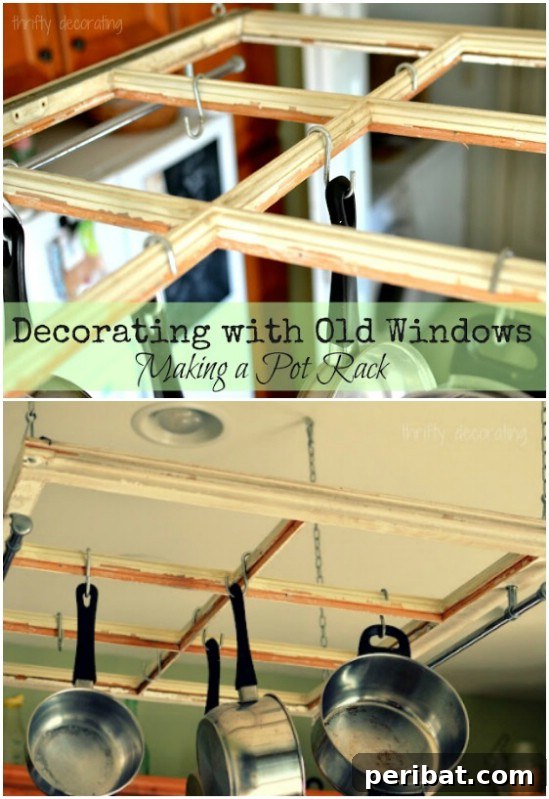 40 Brilliant Ways to Upcycle Old Windows 33 Old Window Pot Rack