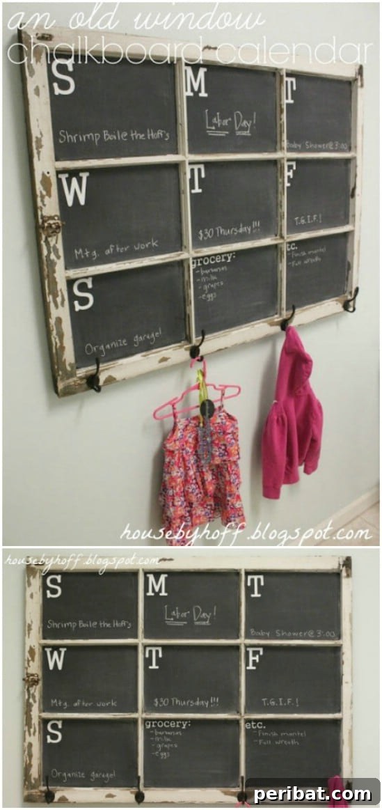 40 Brilliant Ways to Upcycle Old Windows 10 Old Window Chalkboard Calendar