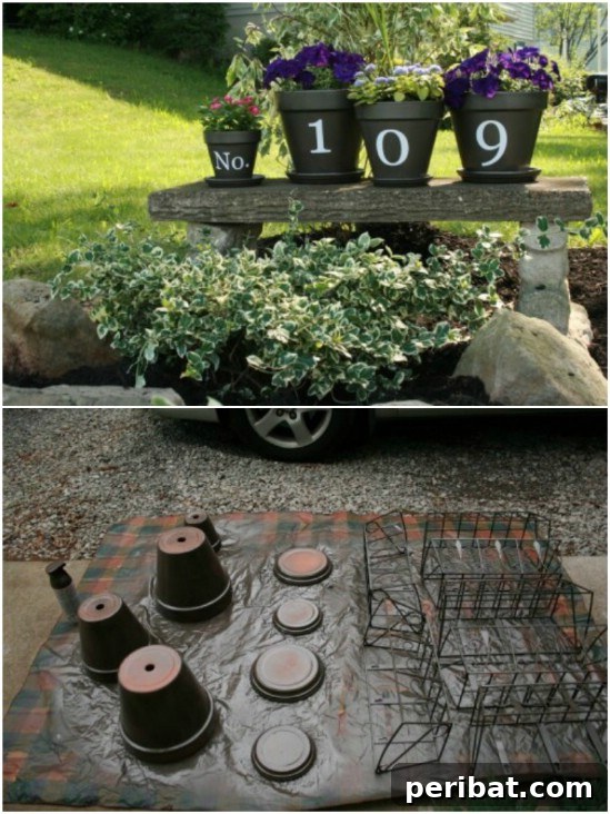 Address Art: Inventive Ways to Display House Numbers 10 Charming Flower Pot House Number Display