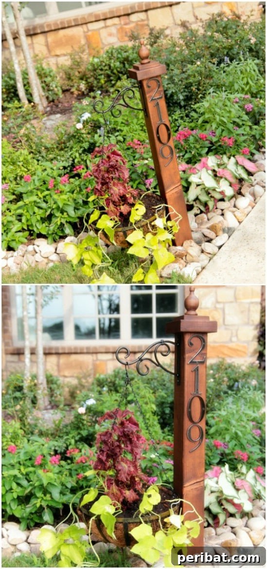 Address Art: Inventive Ways to Display House Numbers 24 DIY Post Planter with House Numbers
