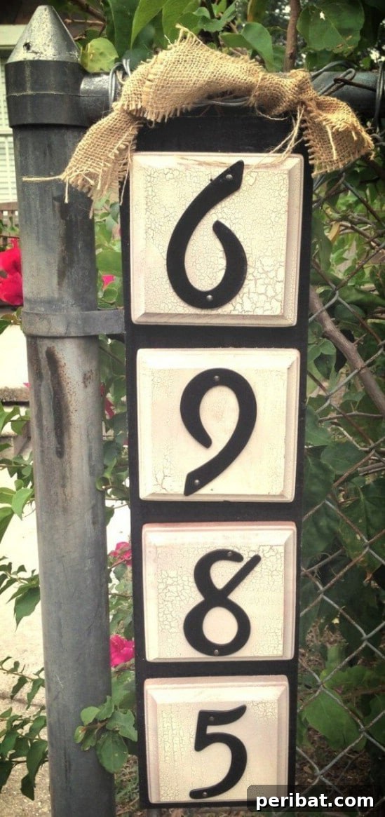 Address Art: Inventive Ways to Display House Numbers 26 Rustic DIY Tile House Numbers with Burlap