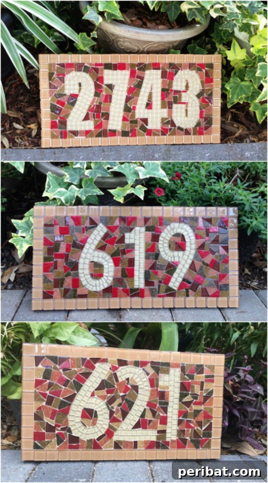 Address Art: Inventive Ways to Display House Numbers 3 Vibrant Mosaic House Number Plaque
