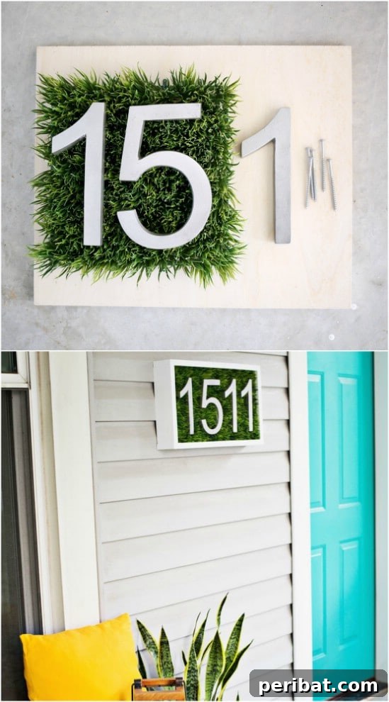 Address Art: Inventive Ways to Display House Numbers 4 Faux Grass Living House Number Display