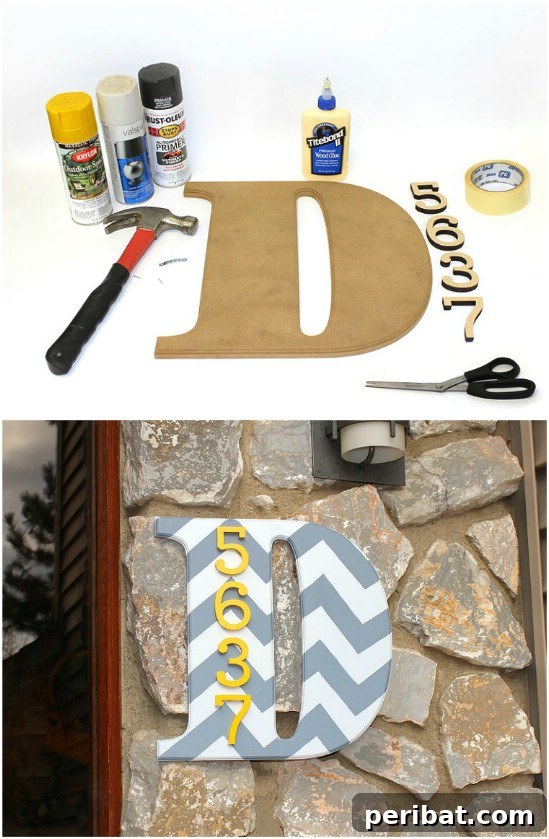 Address Art: Inventive Ways to Display House Numbers 8 Chevron Monogram House Number Display