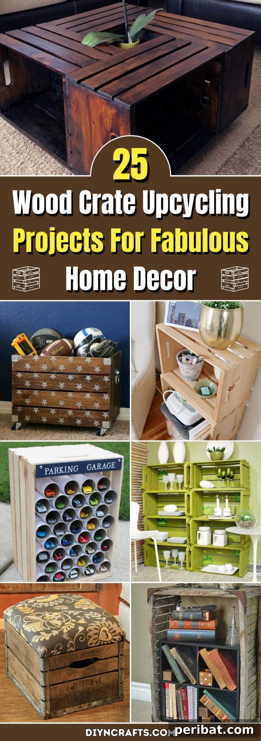 25 Wood Crate Upcycling Projects For Fabulous Home Decor pinterest image
