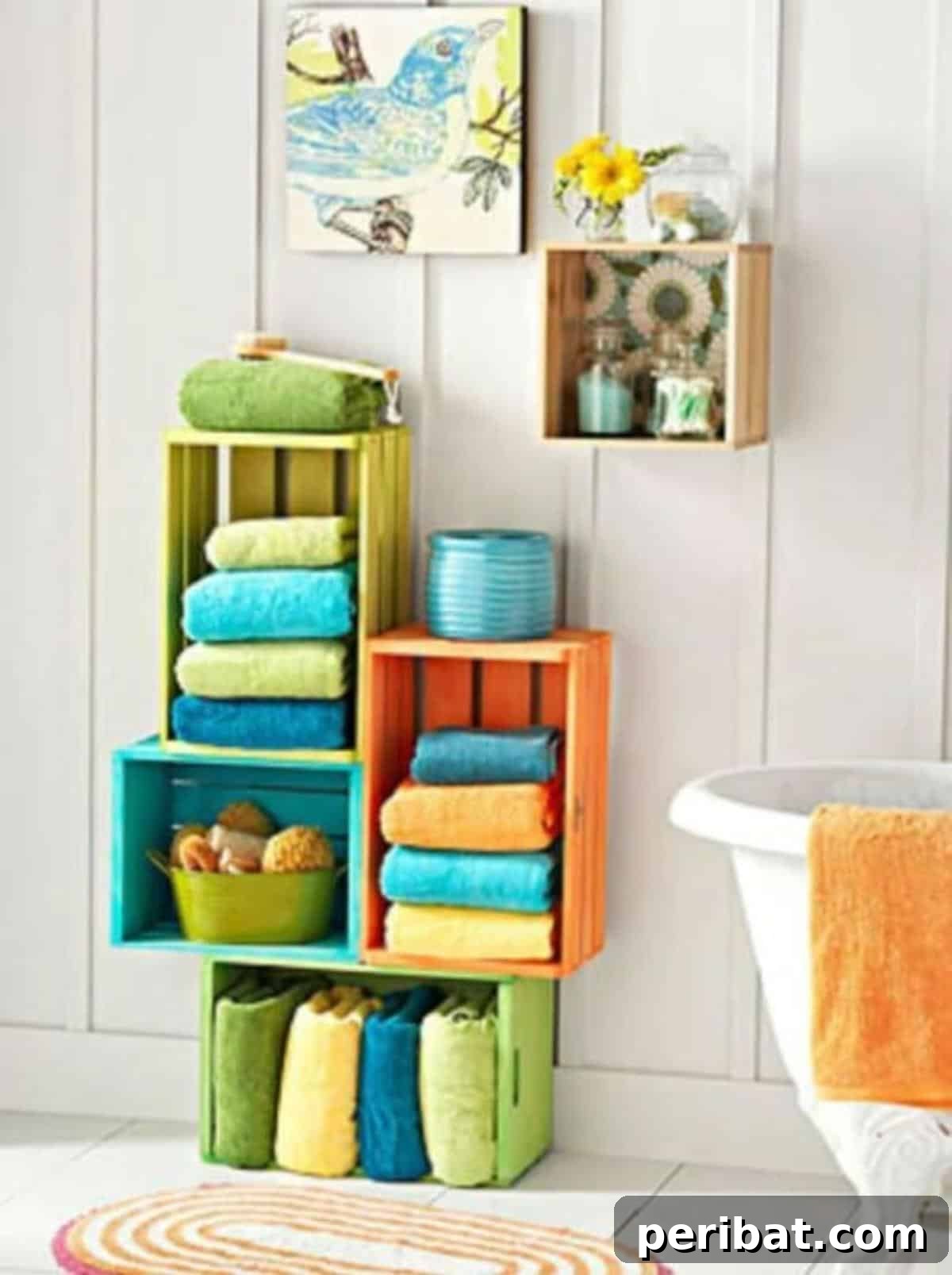 Colorful Bathroom Storage