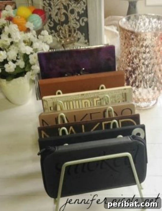 Simplify Your Space: 25 Must-Try Organization Tips 19 Magazine file for eye shadow palette organization