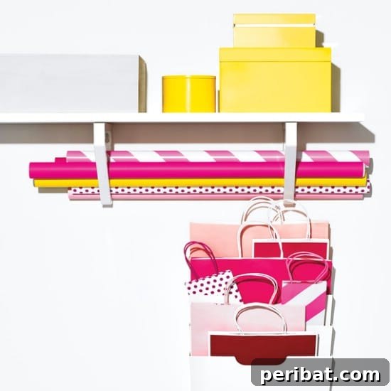Simplify Your Space: 25 Must-Try Organization Tips 3 Magazine rack for gift wrapping supplies
