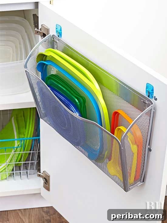 Simplify Your Space: 25 Must-Try Organization Tips 23 Magazine racks for Tupperware lid organization