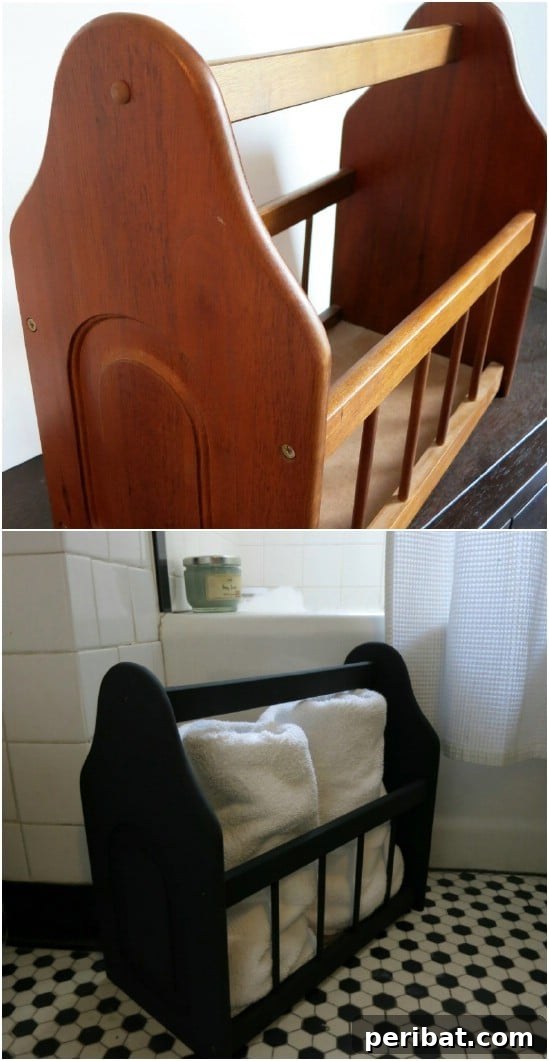 Simplify Your Space: 25 Must-Try Organization Tips 25 Old magazine rack for towel storage