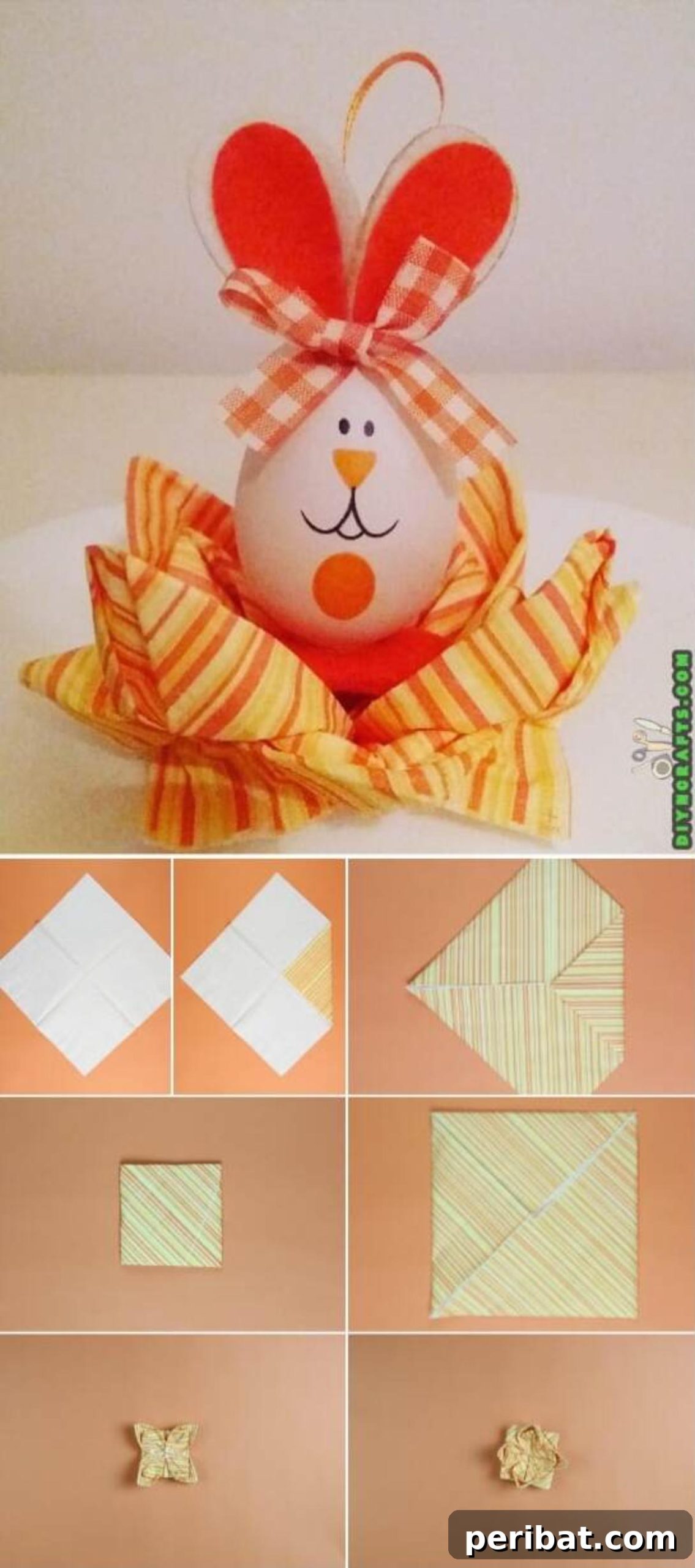 Sweet and Simple Easter Table Decor 2 Delicate paper napkin flower holding a decorated Easter egg, perfect for an elegant table setting.