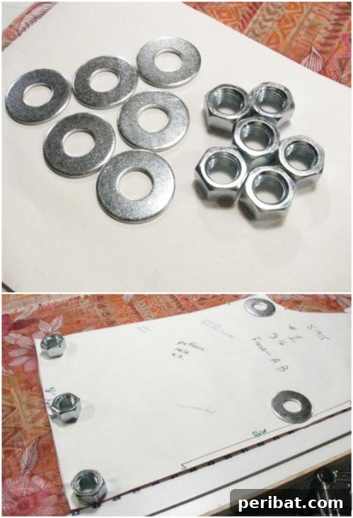 Use Nuts And Washers As Pattern Weights for stability
