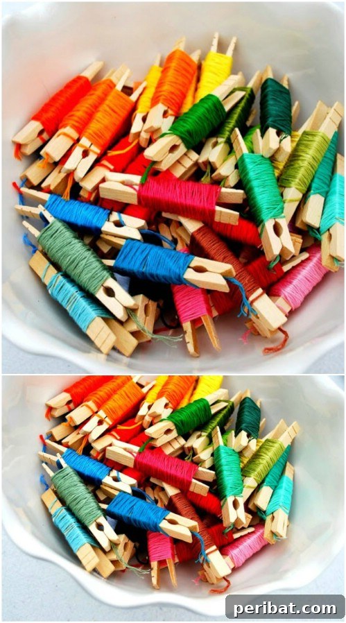 Organize Your Embroidery Floss with clothespins