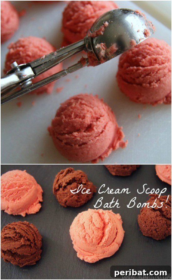 Craft Your Calm: 30 Easy Bath Bomb Recipes for Home Spa Days 18 DIY Ice Cream Scoop Bath Bombs