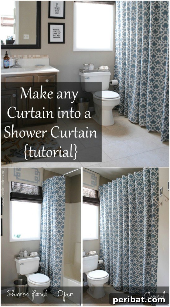 20 Creative Ways to Transform Old Curtains 17 DIY Fabric Shower Curtain From Curtain Panels