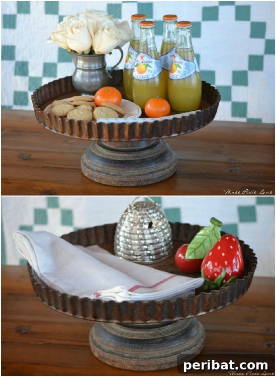 Old Quiche Pan Cake Stand
