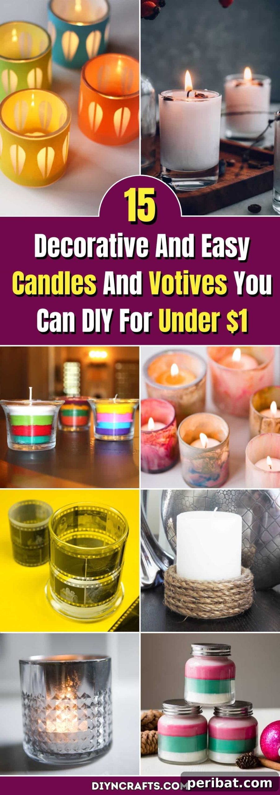 15 Decorative And Easy Candles And Votives You Can DIY For Under $1 pinterest image