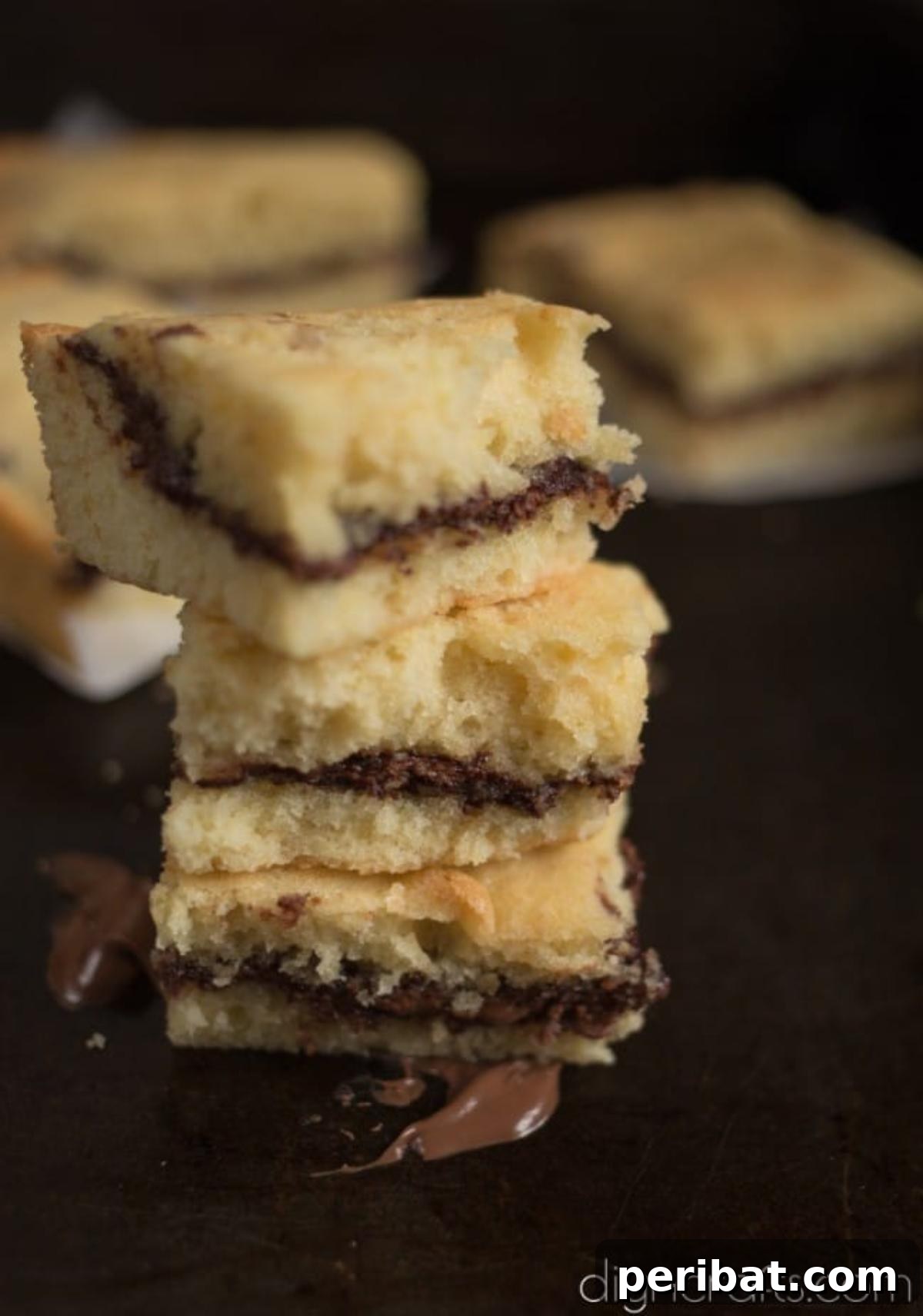Nutella Stuffed Blondies Your Perfect Anytime Treat 6 Freshly baked Nutella stuffed blondies, golden brown and ready to cool