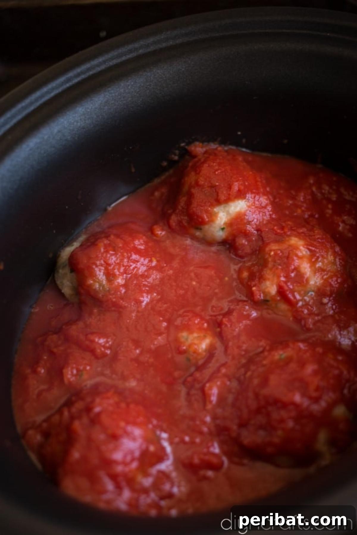 Slow Cooker Mozzarella Meatballs Pasta Night Made Simple 6 Preparing slow cooker.