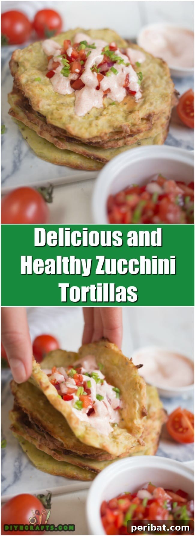 Healthy zucchini tortillas ready to eat
