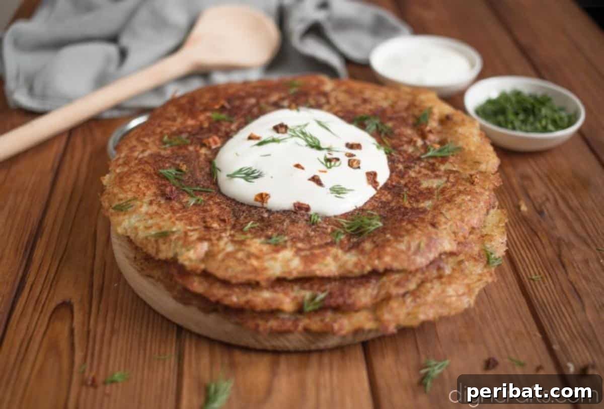Crunchy Potato Pancakes: A Flavorful Twist on Breakfast Classics 7 Stacking the pancakes.