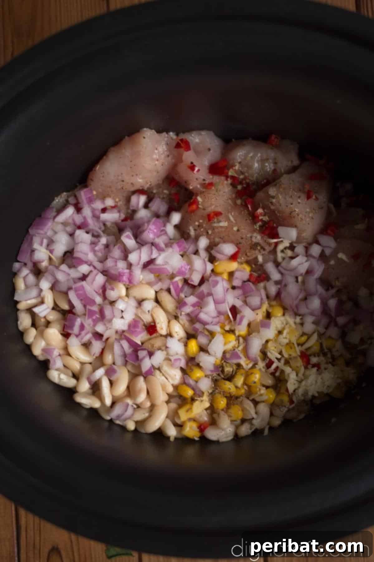 Preparing the ingredients for slow cooker chili.