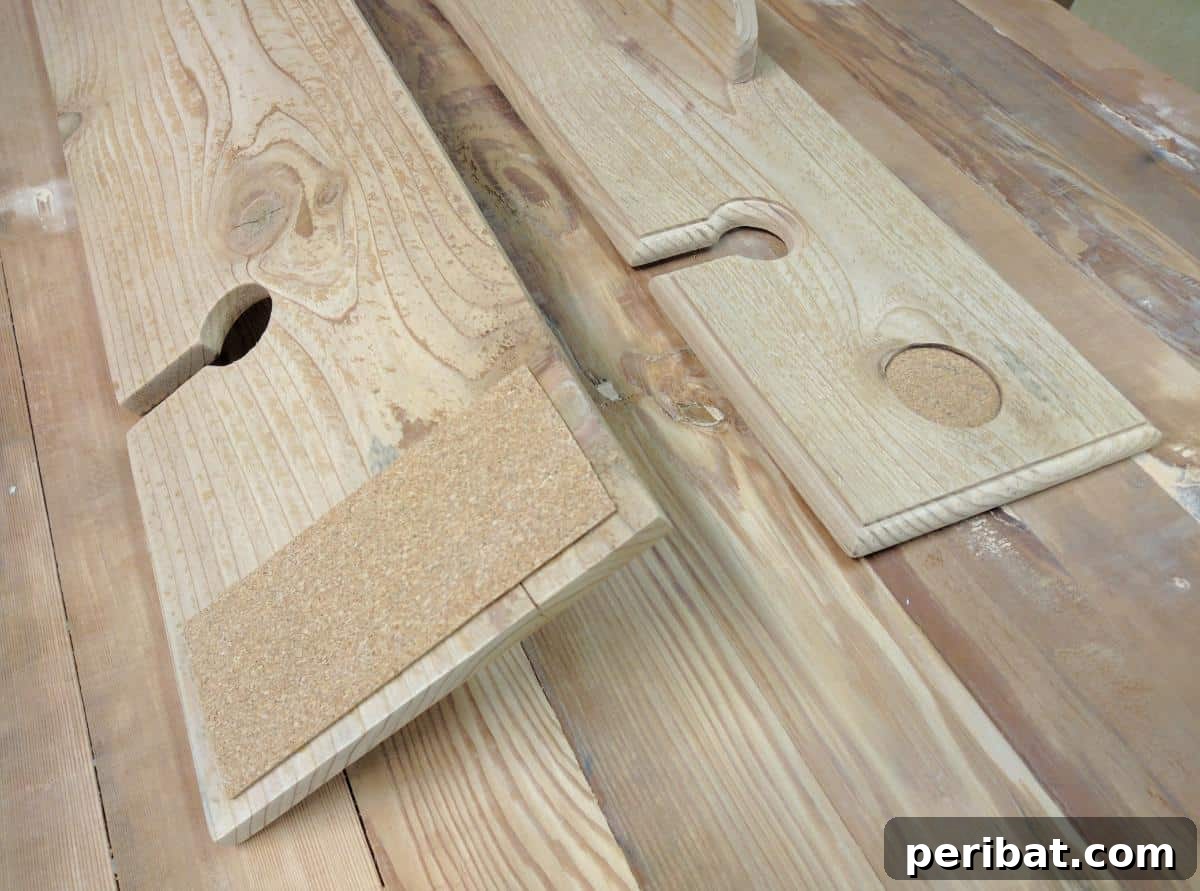 Gluing cork pads to the underside of the bath tray to serve as non-slip feet.