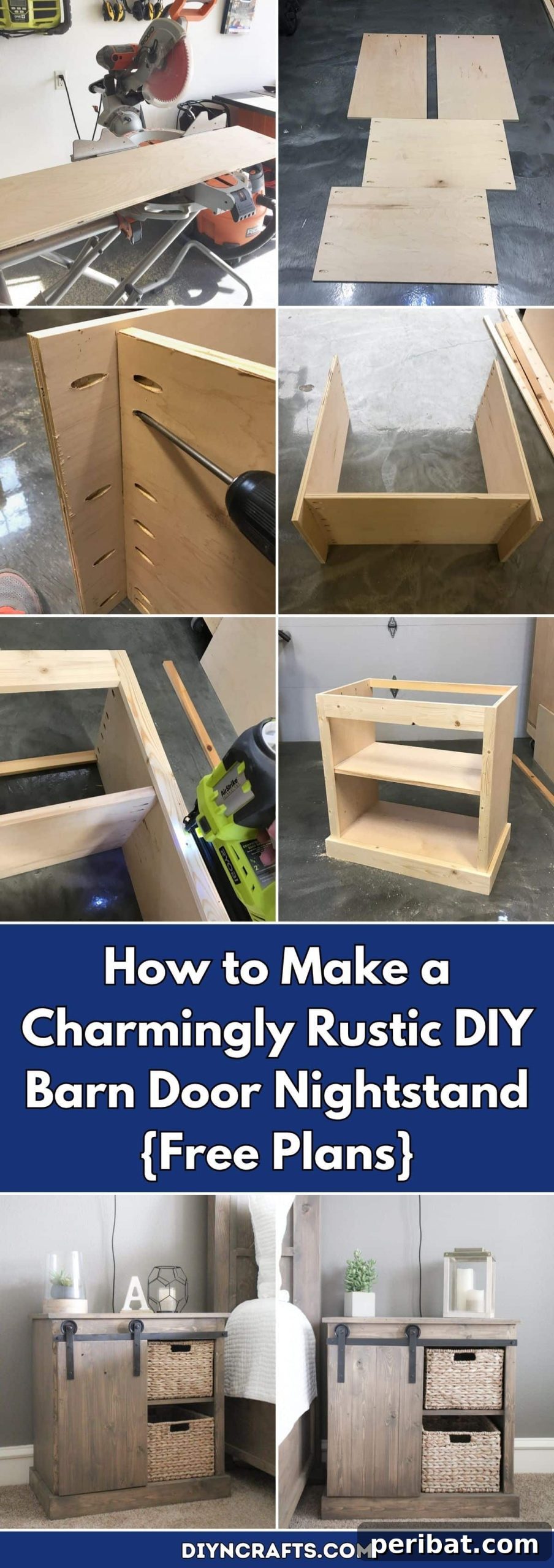 Build Your Own Rustic Barn Door Nightstand 2 How to Make a Charmingly Rustic DIY Barn Door Nightstand {Free Plans} pinterest image