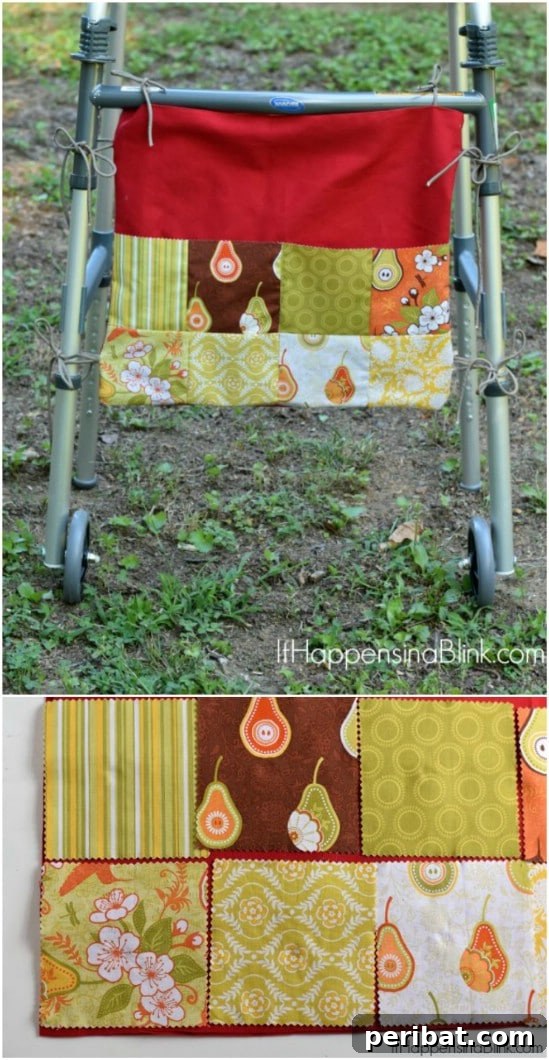 Crafting Kindness: 26 Handmade Ideas for Elderly Care Homes 27 A different sewing pattern for a custom walker caddy.