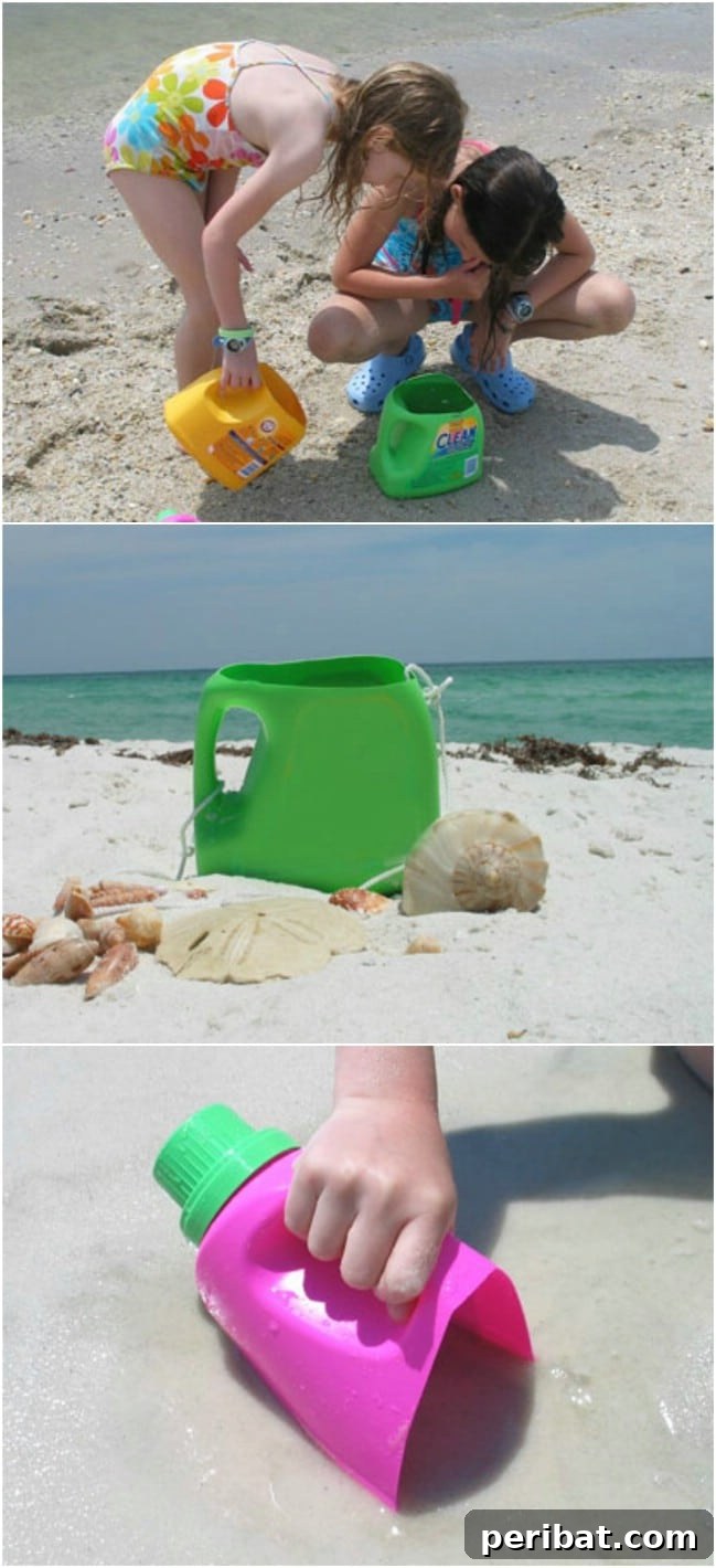 Brilliant Upcycling Ideas for Laundry Jugs 4 Easy DIY Beach Bucket made from an upcycled laundry detergent bottle