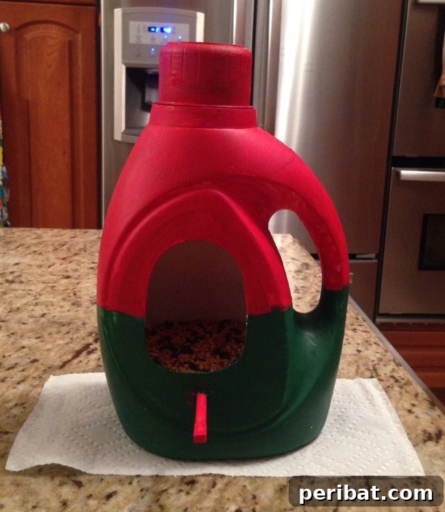 Brilliant Upcycling Ideas for Laundry Jugs 5 Repurposed Laundry Bottle Bird Feeder attracting small birds