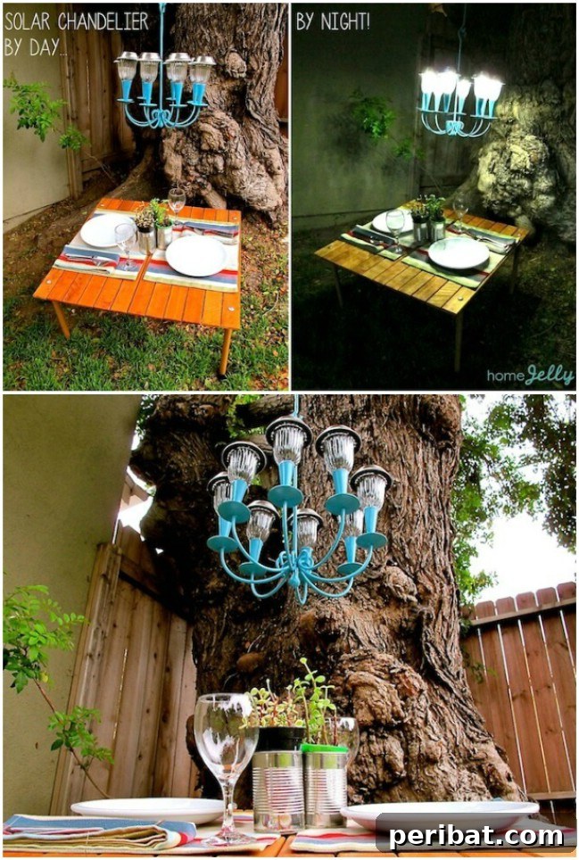 Gorgeous DIY Solar Light Chandelier