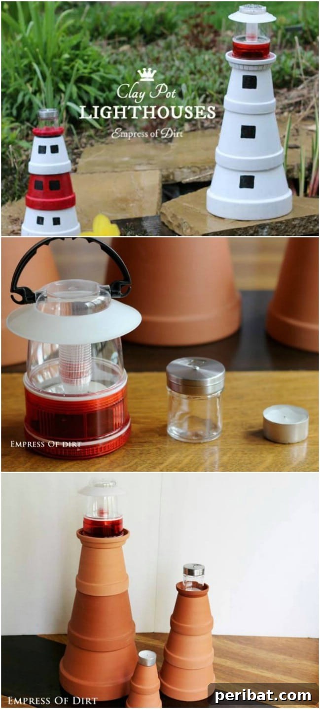 DIY Clay Pot Lighthouse Lights