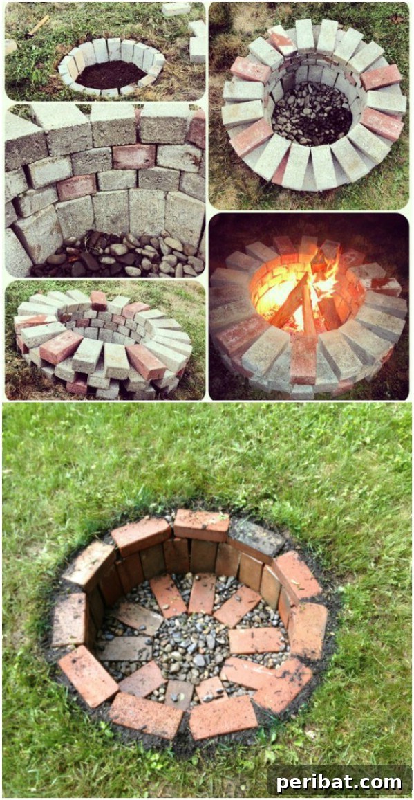 Classic DIY Brick Fire Pit for Backyard