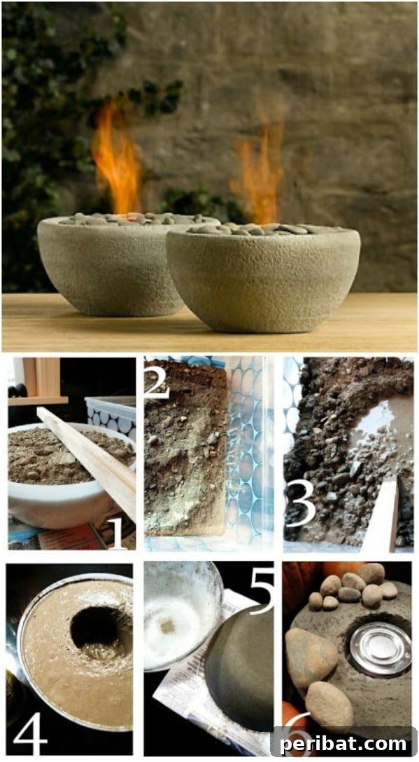 Portable Concrete and Rock Bowl Fire Pit