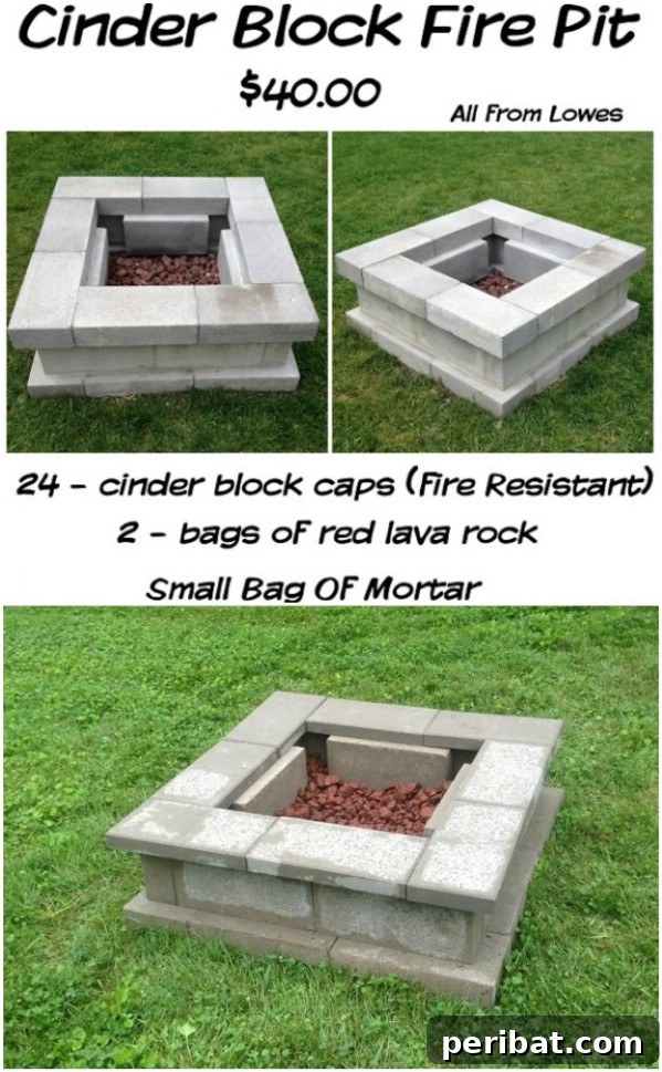 Inexpensive DIY Cinder Block Fire Pit for $40