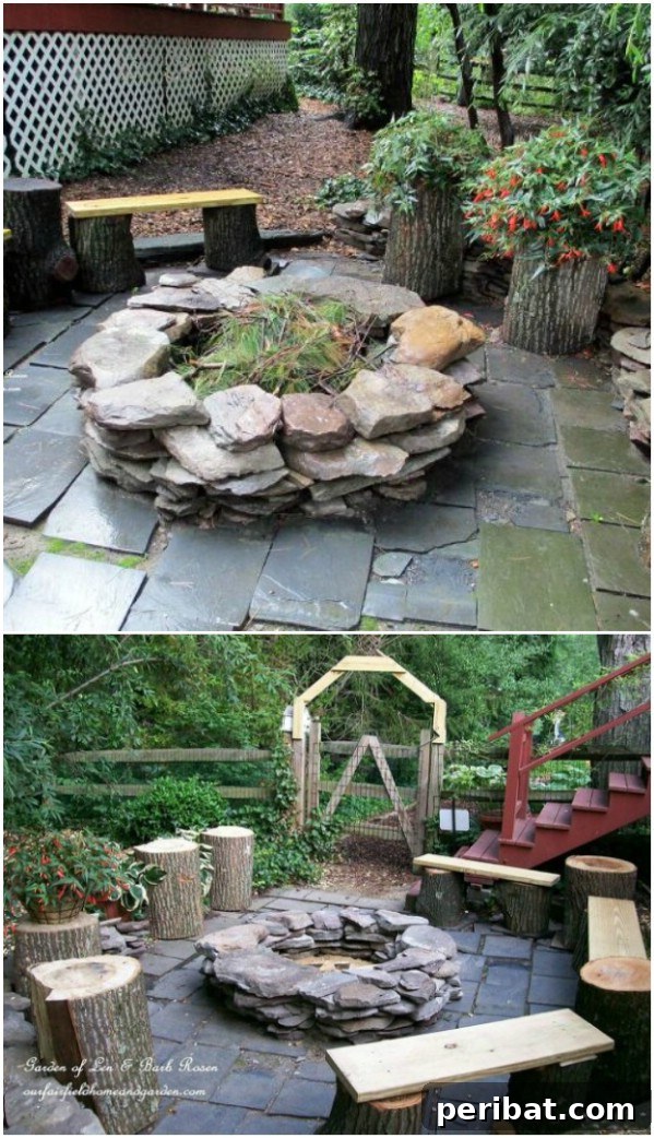 Stacked Overlaid Stone Fire Pit without Digging