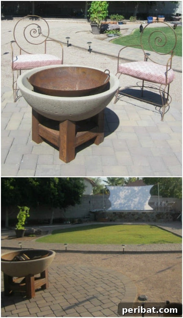 Stylish Stone and Metal Bowl Fire Pit