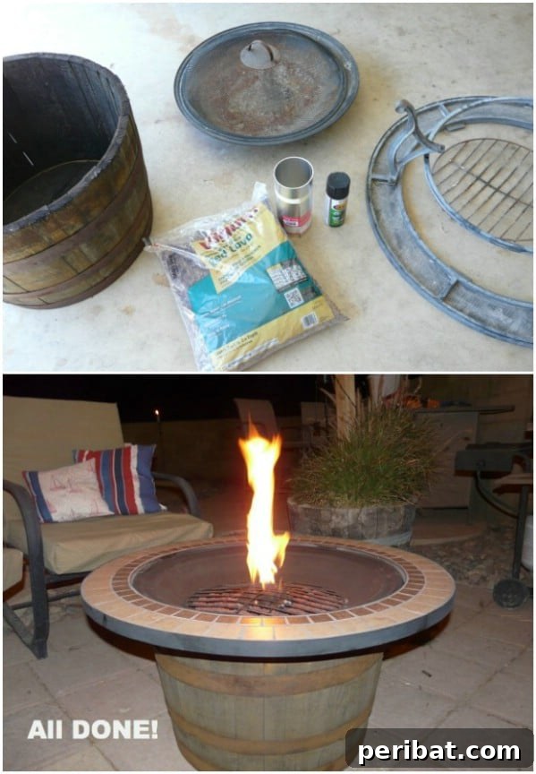Unique Rustic Whiskey Barrel Fire Pit