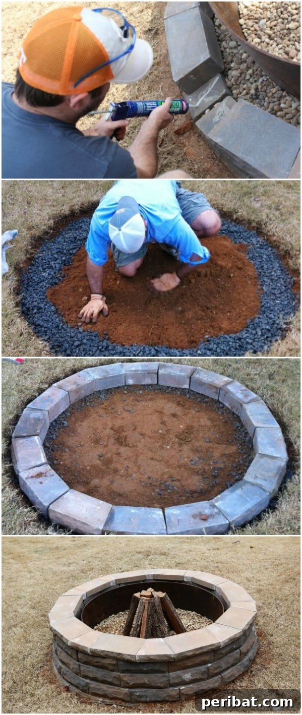 Traditional Easy Patio Paver Fire Pit Design