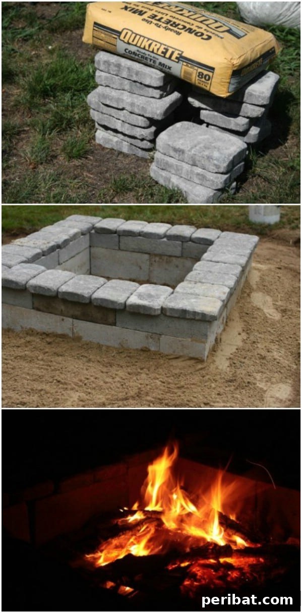 Simple DIY Cinder Block Fire Pit Construction
