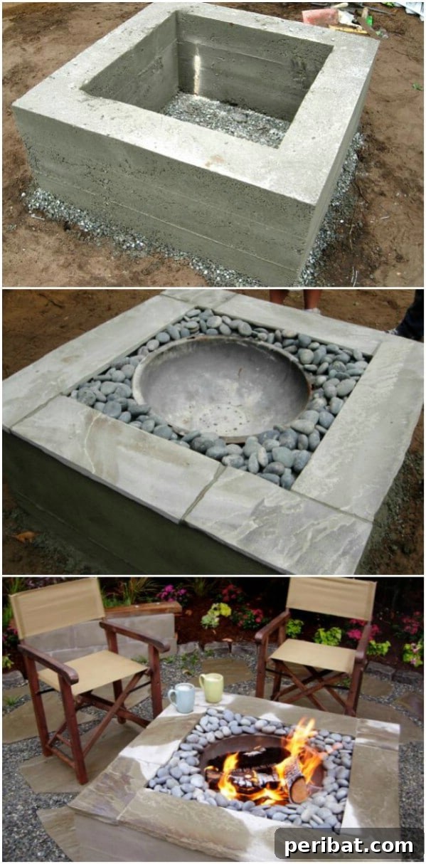 Elegant Decorative Concrete Fire Pit with Flagstone