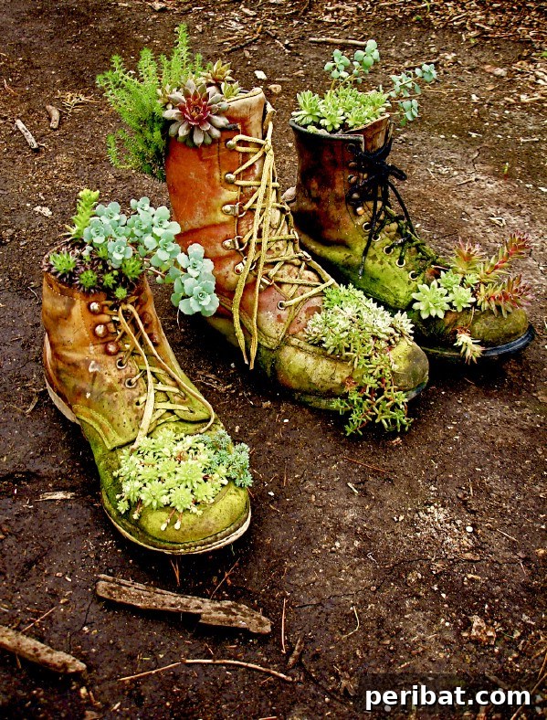 Effortless Backyard Beauty: 30 DIY Succulent Garden Inspirations 10 Boot Or Shoe Succulent Planters